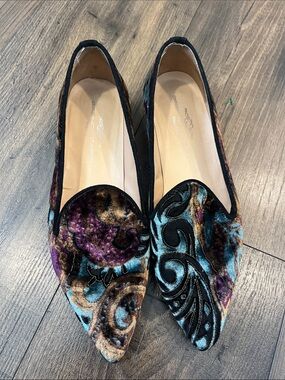 Brenda Zaro Multicolor Velvet Pointed Loafers